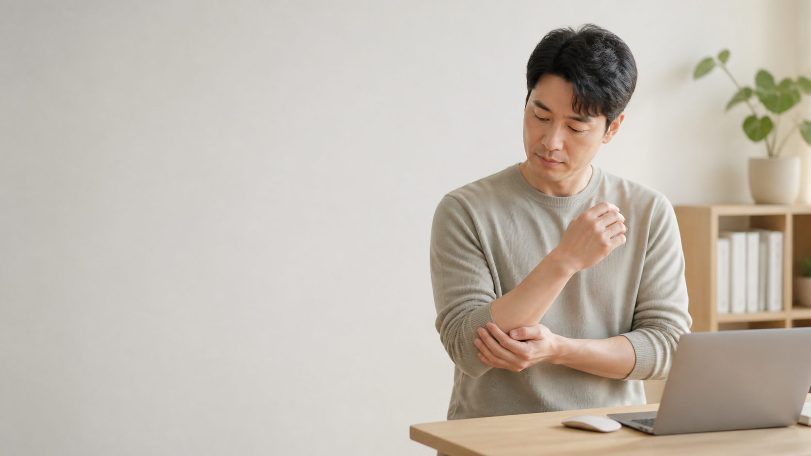 팔과 손의 신경 움직임을 부드럽게 확인하는 모습